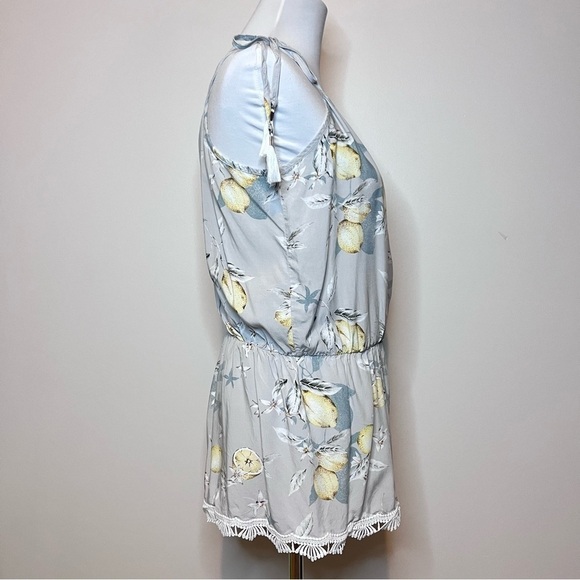 Plum Pretty Sugar Anthropologie Lemon Print Romper Sleepwear Size M/L - Picture 5 of 14